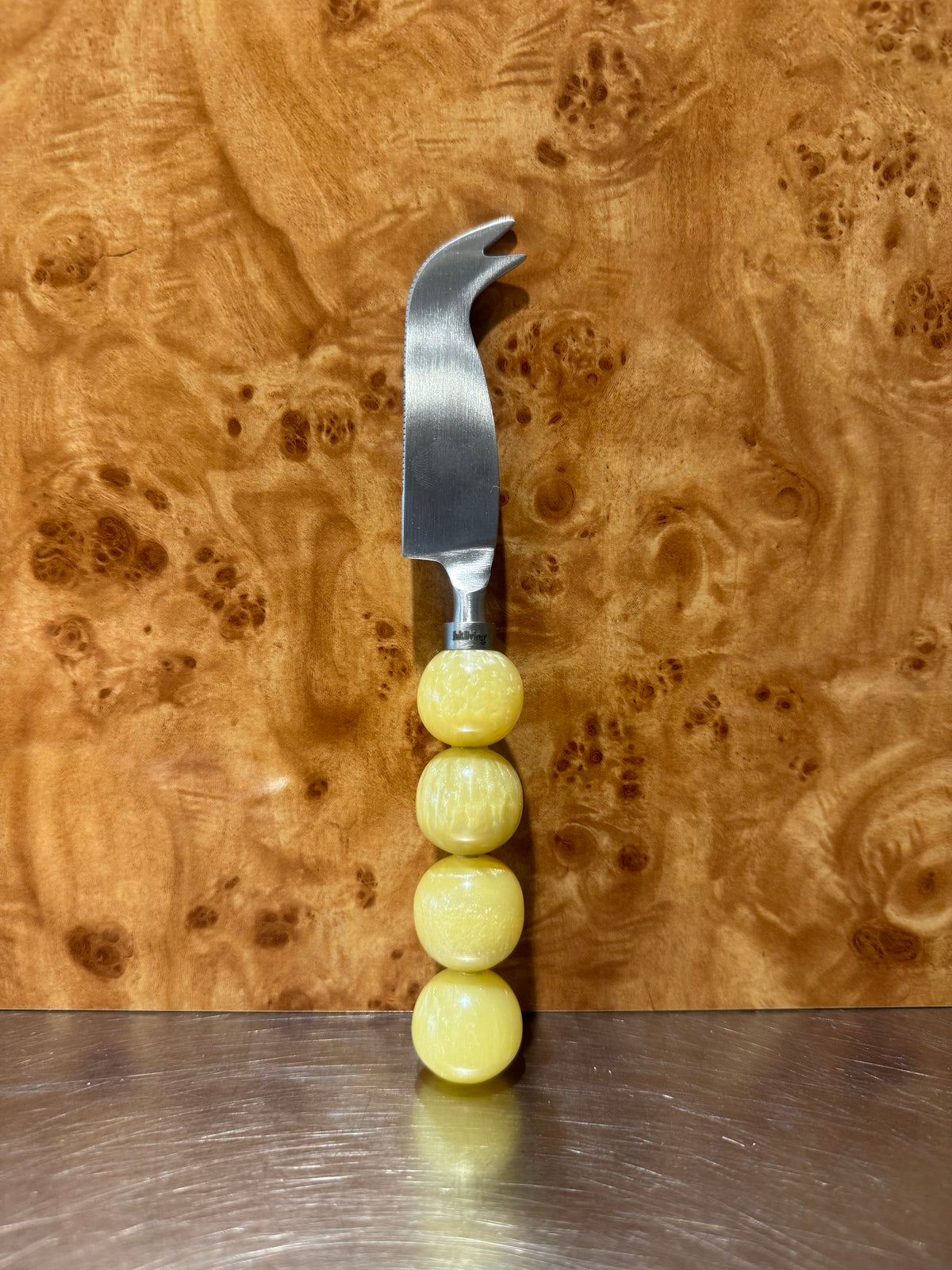 HKLiving Lemon cheese knife with forked tip and yellow beaded handle