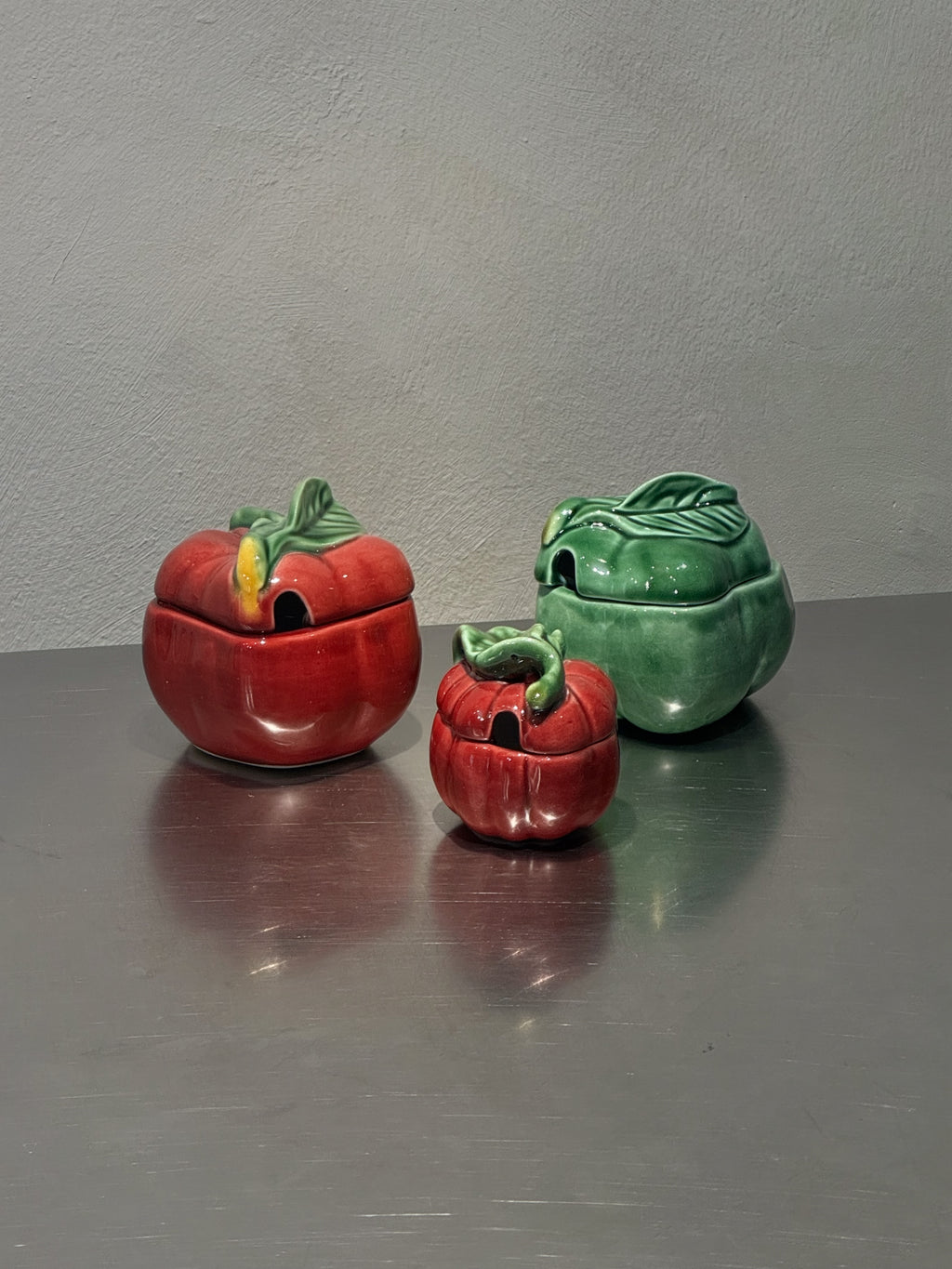 Three mid-century ceramic preserve jars