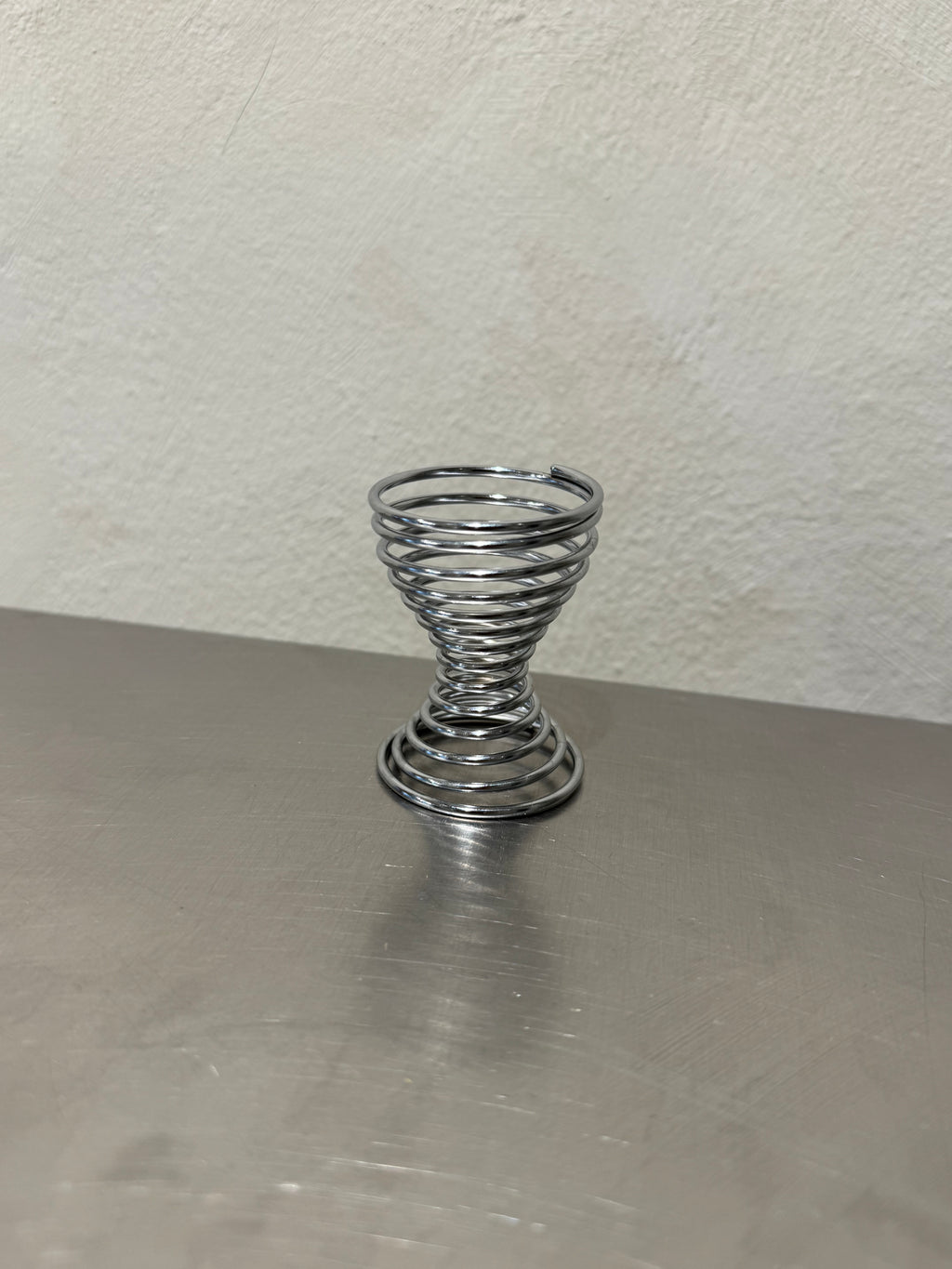 1970s spiral egg cup in chrome
