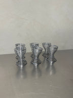 Set of six spiral egg cups in chrome