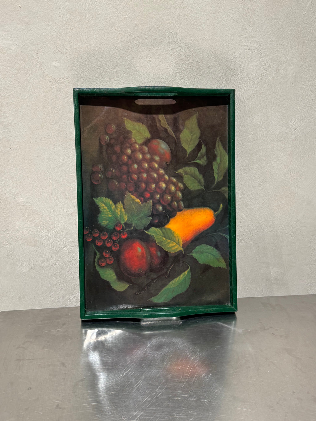 Still-life tray displayed upright