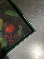 Detail of fruit motif and vintage wear