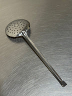 Tomatto stainless-steel slotted spoon, angled view