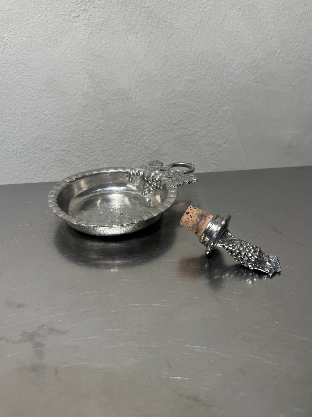 Pewter Wine Coaster and Stopper