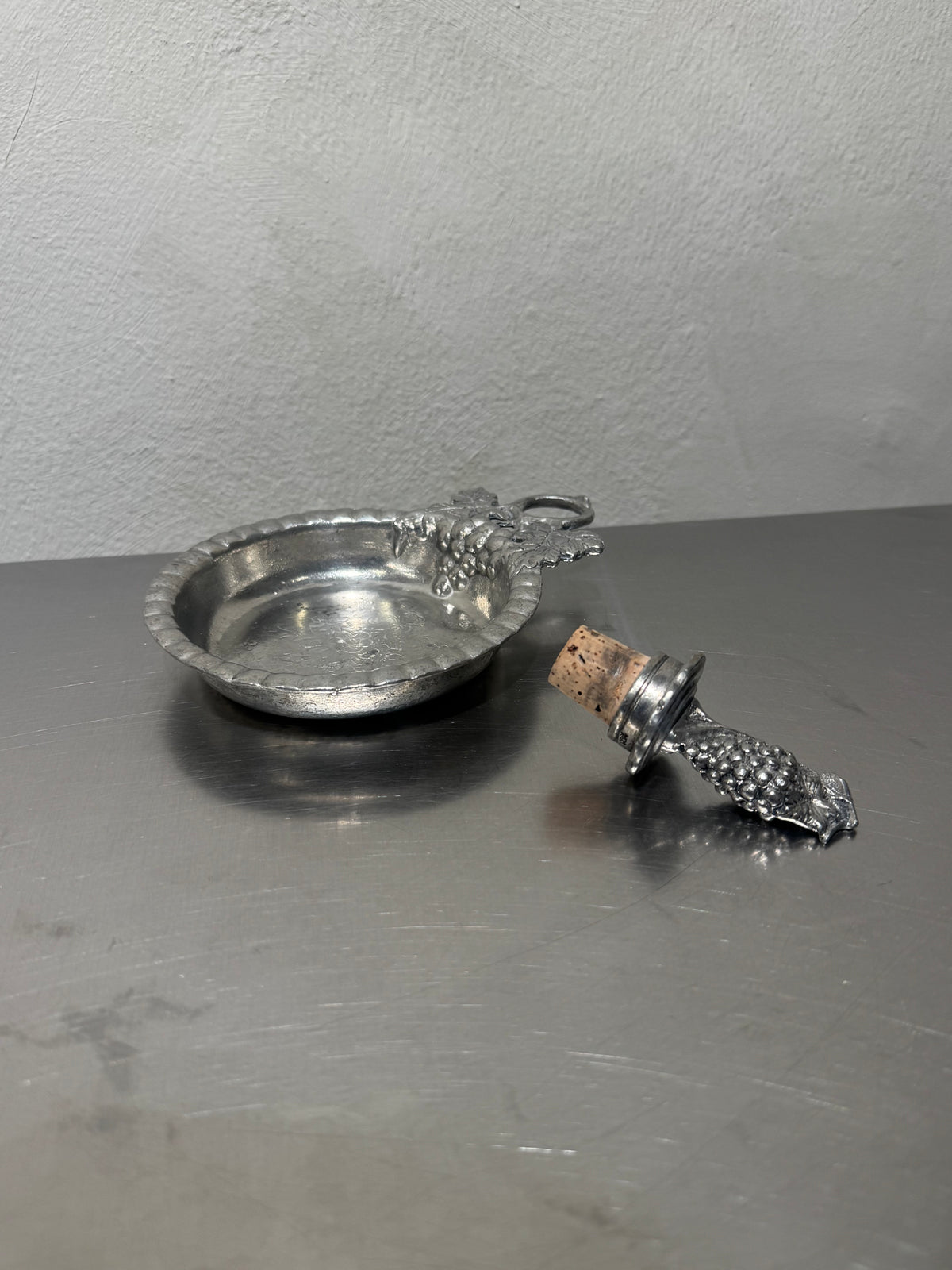 Pewter Wine Coaster and Stopper