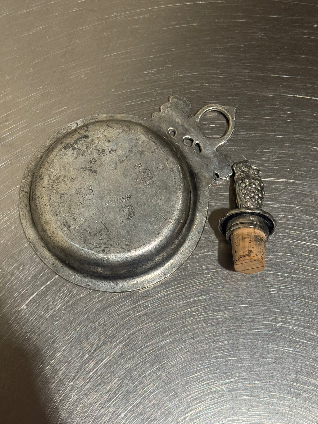 Pewter Wine Coaster and Stopper