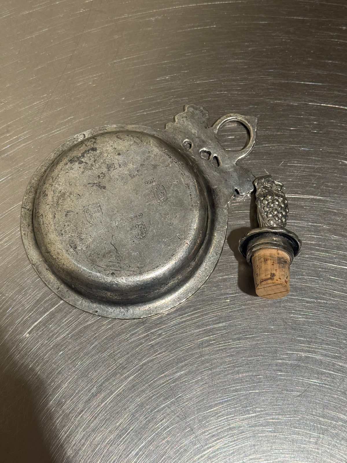 Pewter Wine Coaster and Stopper