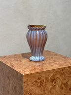 Striped amber and milk-white glass vase