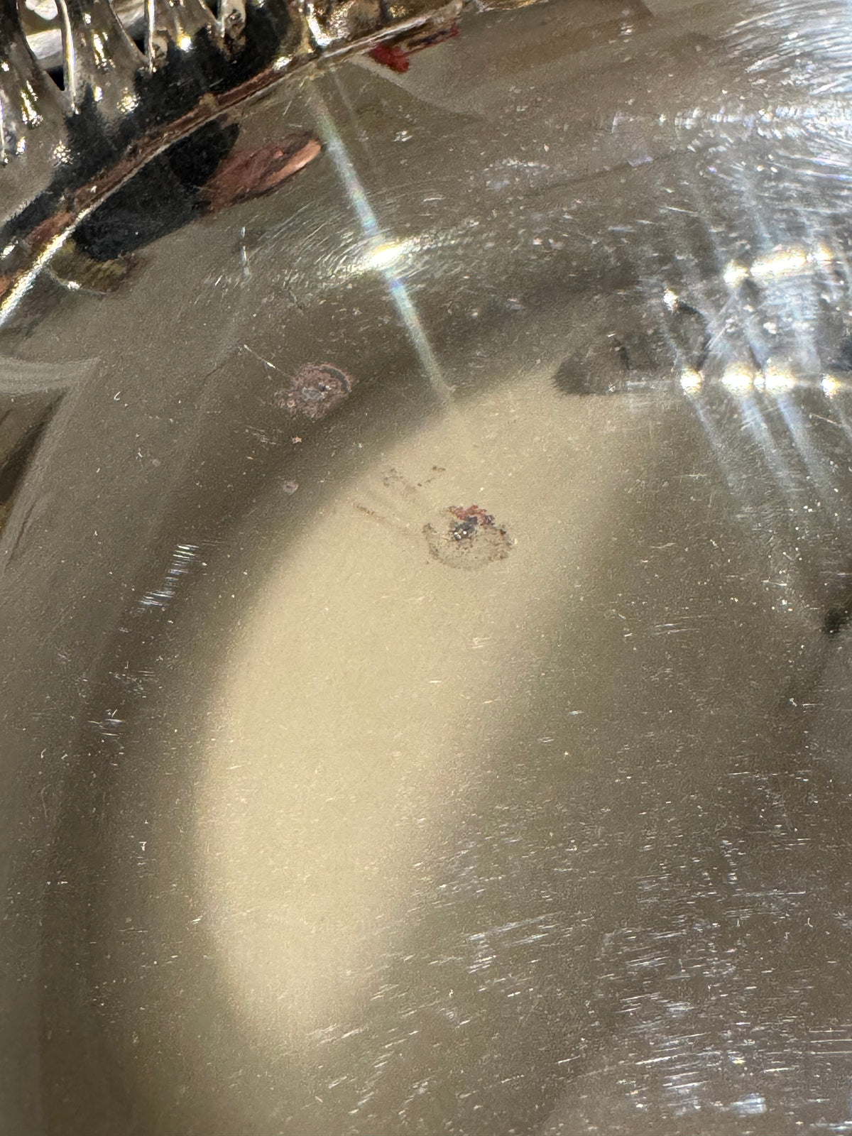 Detail of dark spots on nickel silver bowls