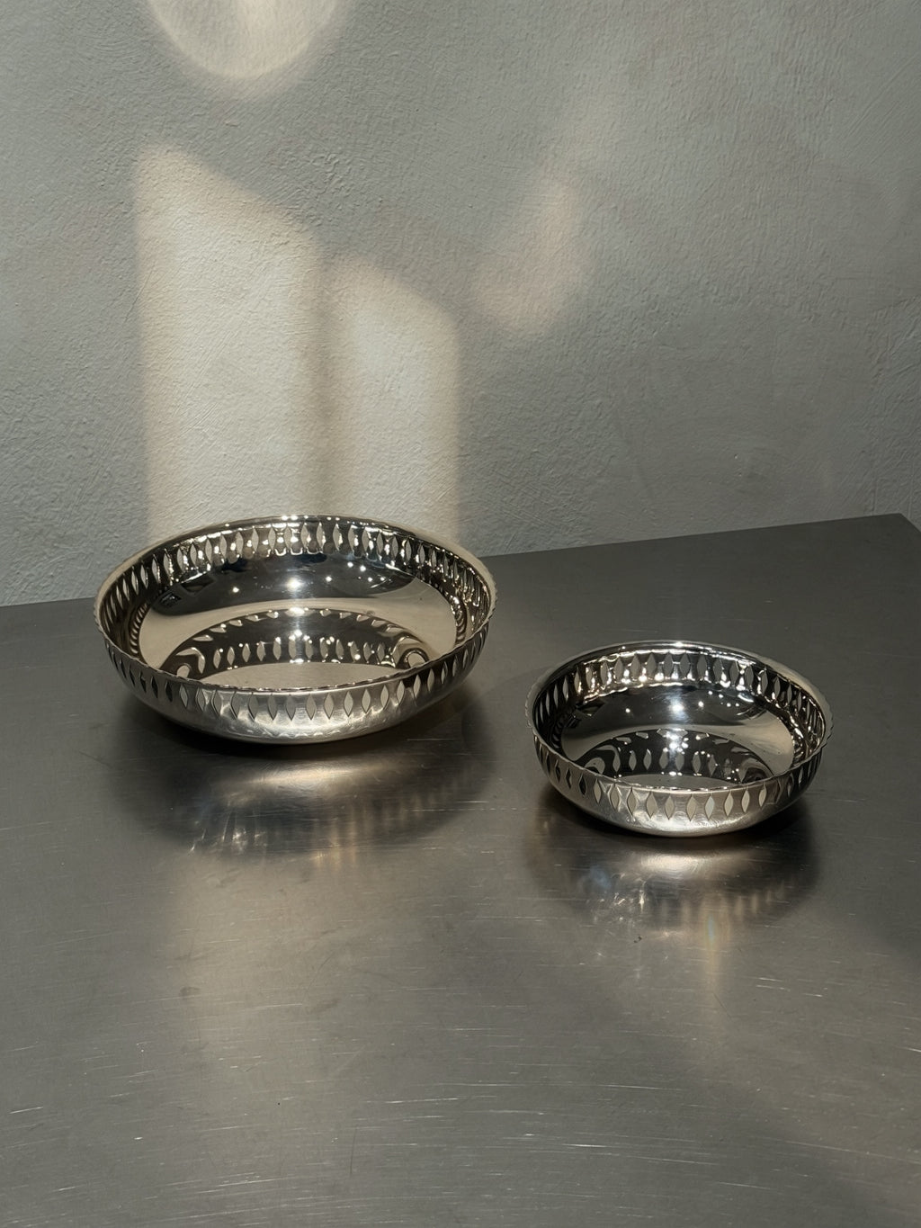 Set of two nickel silver bowls