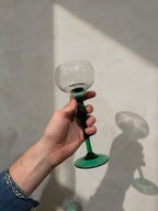 Kosta Boda crystal glasses with green stems