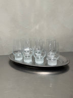 Group of 2000s tumblers with frosted glass feet