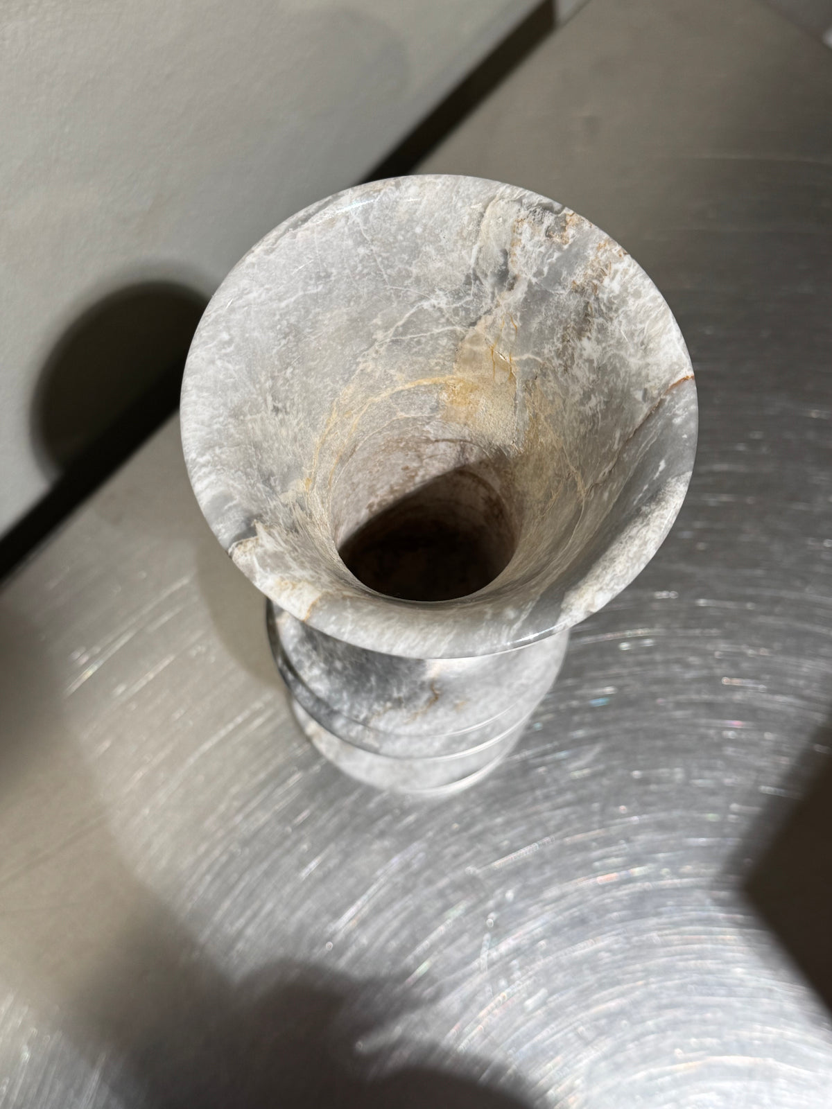 Gray marble vase interior