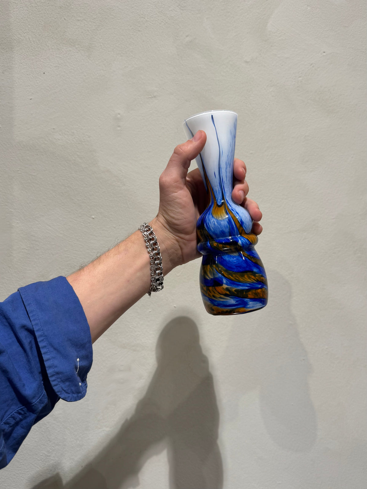 Italian marbled glass vase